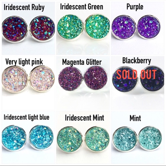 3 for 15🎀faux druzy clip on earrings - Picture 4 of 7